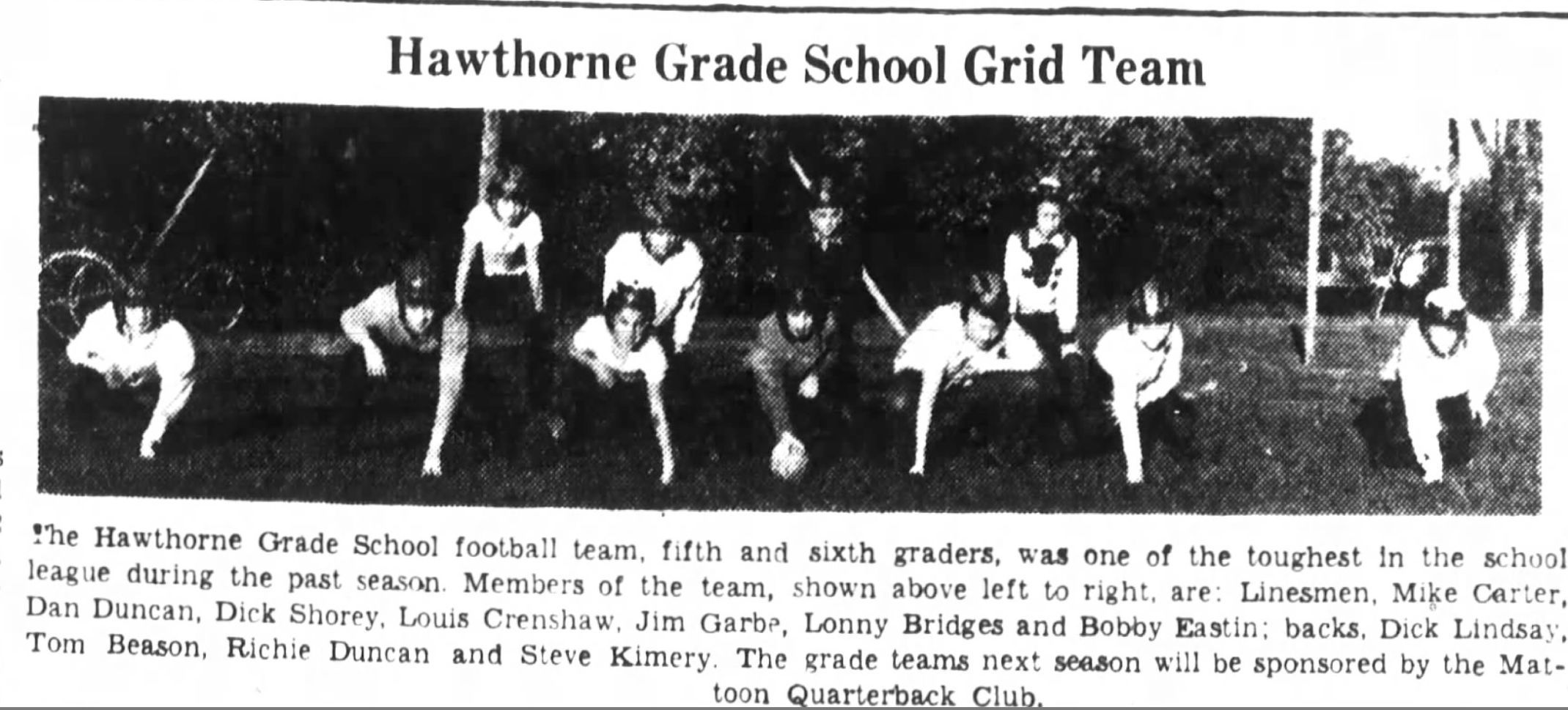 Hawthorne Grade School Grid Team
